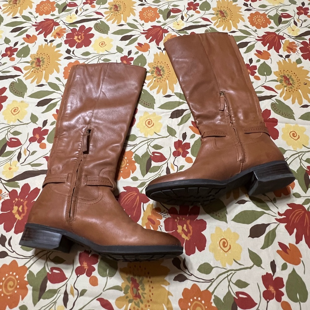 Sam Edelman Ponce Boots Tall Knee High Leather Riding Whiskey Size 8M EUC Brown